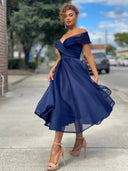 Chic Off-Shoulder Wedding Party Dress
