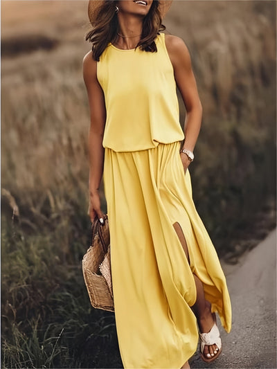 Bohemian Maxi Dress with High Slit