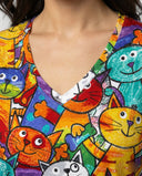 Vibrant Cat Print Women's Tee