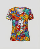 Vibrant Cat Print Women's Tee