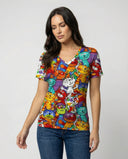 Vibrant Cat Print Women's Tee