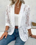 Chic Lace Blazer with Revers Collar