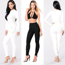 Chic Women's High-Waisted Leggings with Lacing Detail