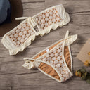 Women's Floral Crochet Bikini Set with Ruffle Details