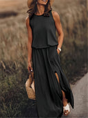Bohemian Maxi Dress with High Slit
