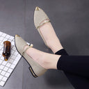 Chic Slippers with Shimmering Upper and Pearl Accents