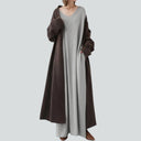 Relaxed Fit V-Neck Maxi Dress with Long Sleeves