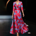 Stylish V-Neck Maxi Dress with 3/4 Sleeves
