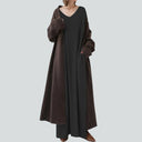 Relaxed Fit V-Neck Maxi Dress with Long Sleeves