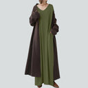 Relaxed Fit V-Neck Maxi Dress with Long Sleeves