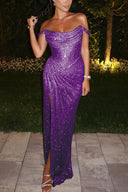 Chic Off-Shoulder Maxi Dress with Slit