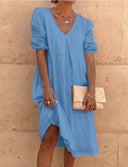 Chic V-Neck Shift Dress for Everyday Style