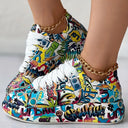 Trendy Women's Graffiti Print Sneakers
