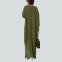 Relaxed Fit V-Neck Maxi Dress with Long Sleeves