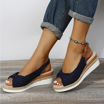 Orthopedic Peep-Toe Wedge Sandals - Stylish Support