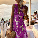 Sequin-Embellished V-Neck Flowing Dress
