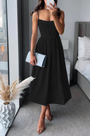 Chic Midi Dress with Spaghetti Straps