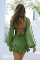 Chic Mini Dress with Lantern Sleeves