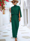 Chic Stand Collar Overall with Slit Sleeves