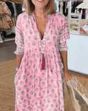 Chic V-Neck Half Sleeve Printed Dress