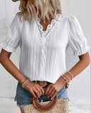 Floral Lace V-Neck Blouse - Fleur Elegance