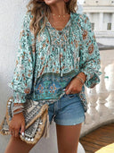 Floral Long Sleeve Women's Blouse