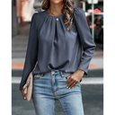 Chic Long Sleeve Pleated Blouse
