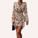 Abstract Marble Print Wrap Dress