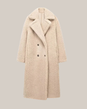 Women's Long Teddy Coat - Cozy Winter Outerwear with Chic Lapel Collar