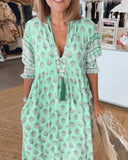 Chic V-Neck Half Sleeve Printed Dress
