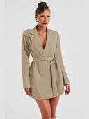 Chic Black V-Neck Blazer Dress for Women