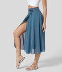 Chic High-Waisted 2-in-1 Midi Skirt