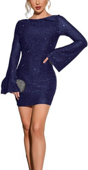Chic Long-Sleeved Mini Dress for Parties