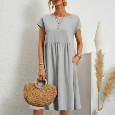 Cotton Round Neck Dress for Women
