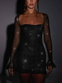 Chic Black Glitter Mini Dress for Night Out