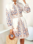 Floral V-Neck Maxi Dress with Long Sleeves