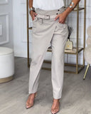 Patchwork Trousers with Statement Belt