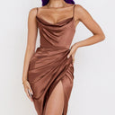 Chic Satin Ruffled Dress with Slim Straps