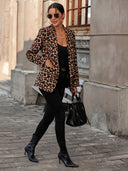 Leopard Print Long Blazer for Year-Round Style