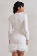 Chic Women's Mini Dress with Feather Hem for Parties