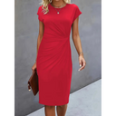 Waist-Accent Short Sleeve Dress for Women