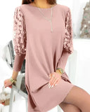 Lace Sleeve Dress with Relaxed Fit