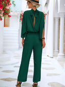 Chic Stand Collar Overall with Slit Sleeves