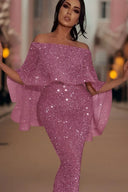 Off-Shoulder Glitter Maxi Dress for Glam Events