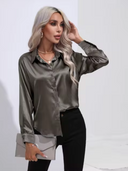 Chic Long Sleeve Satin Blouse