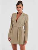 Chic Black V-Neck Blazer Dress for Women