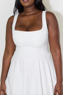 Chic Midi Dress with Square Neckline Design
