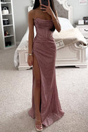 Enchanting Sequined Maxi Dress with Corset & Waterfall Neckline