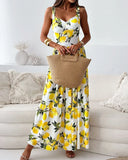 Lemon Print Strappy Dress for Summer