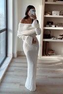 Chic Off-the-Shoulder Knit Maxi Dress